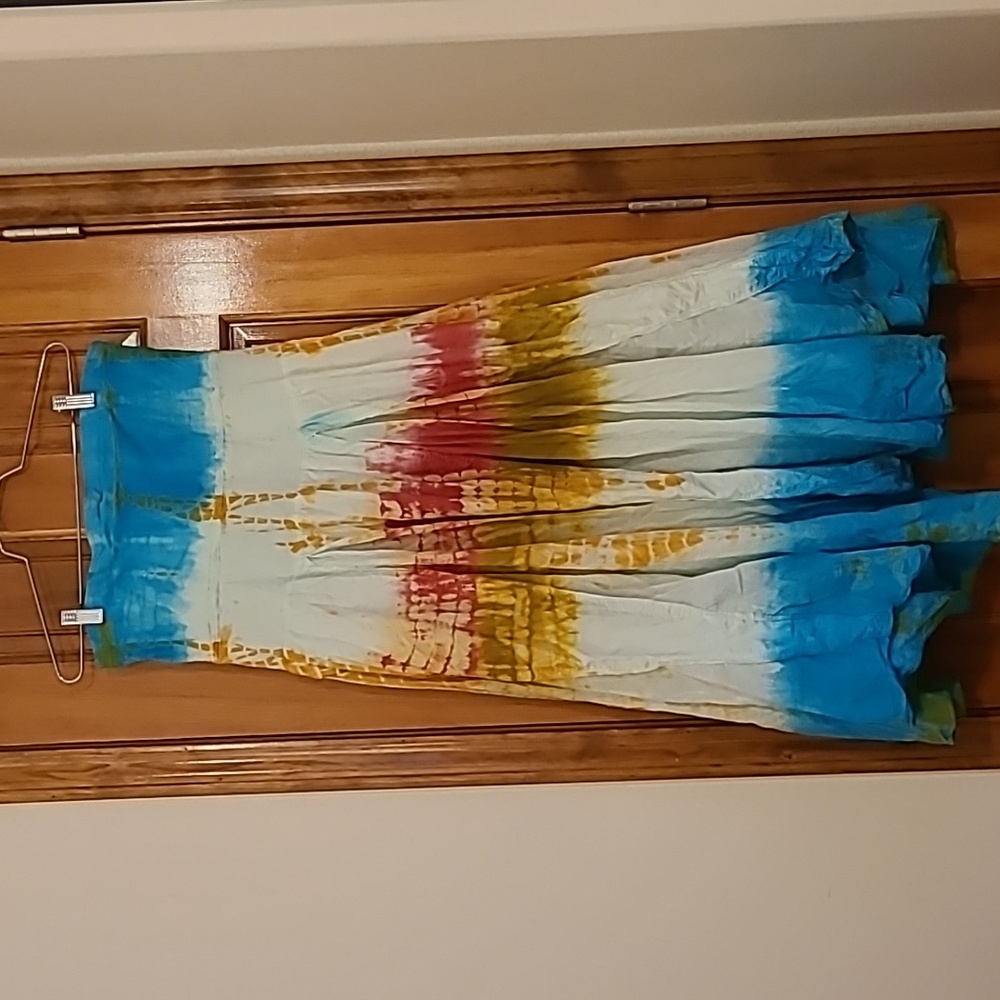 Gorgeous handmade tie dye full goured strapless full maxi dress